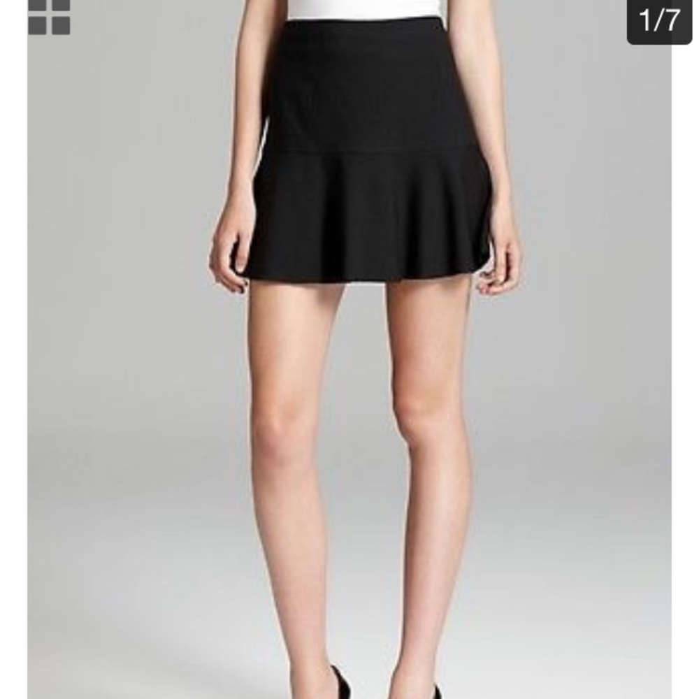 Theory Elegant Black Flared Mini Skirt